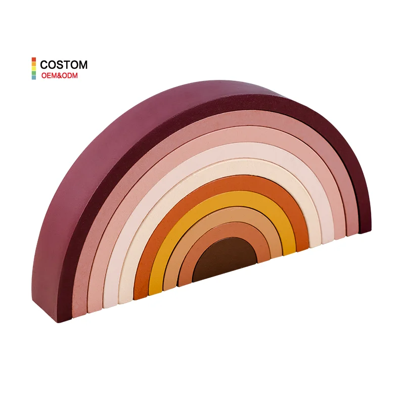 Montessori Educational 2024 New Building Blocks Educational Rainbow Stacking Wooden Sensory Creative Toys For Kids Boys Girls