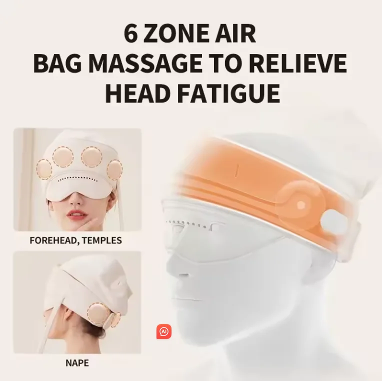 KV Factory Head And Eye Intagrated Massager Head Massage  Electric Heat Air Pressure Vibrating Sleeping aid Head Eye Massager