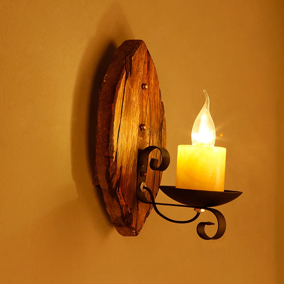 
Wood Marble lamp Industrial Rustic Style Wall Lamp Leaf shape Home Garden Light 