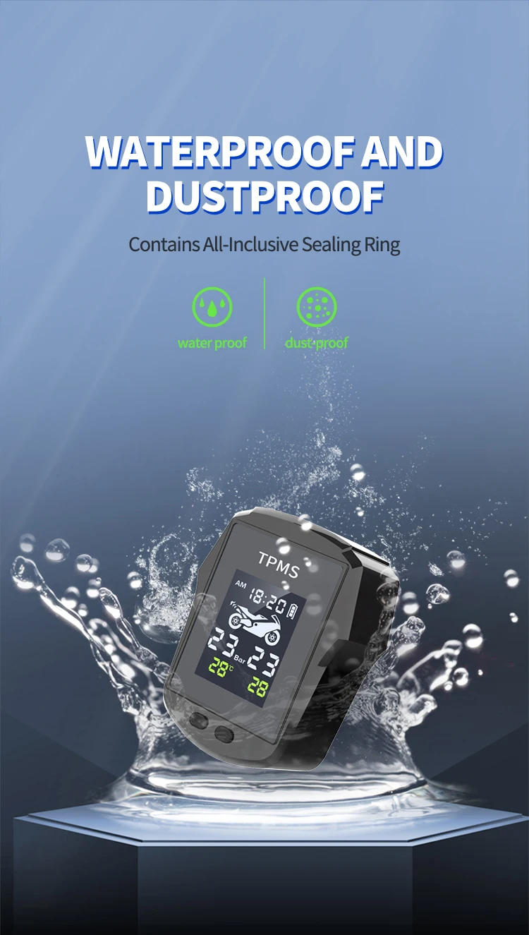 Motorcycle Tire Pressure Monitoring System USB Rechargeable Waterproof Shockproof Two Wheel Wireless Motorbike TPMS
