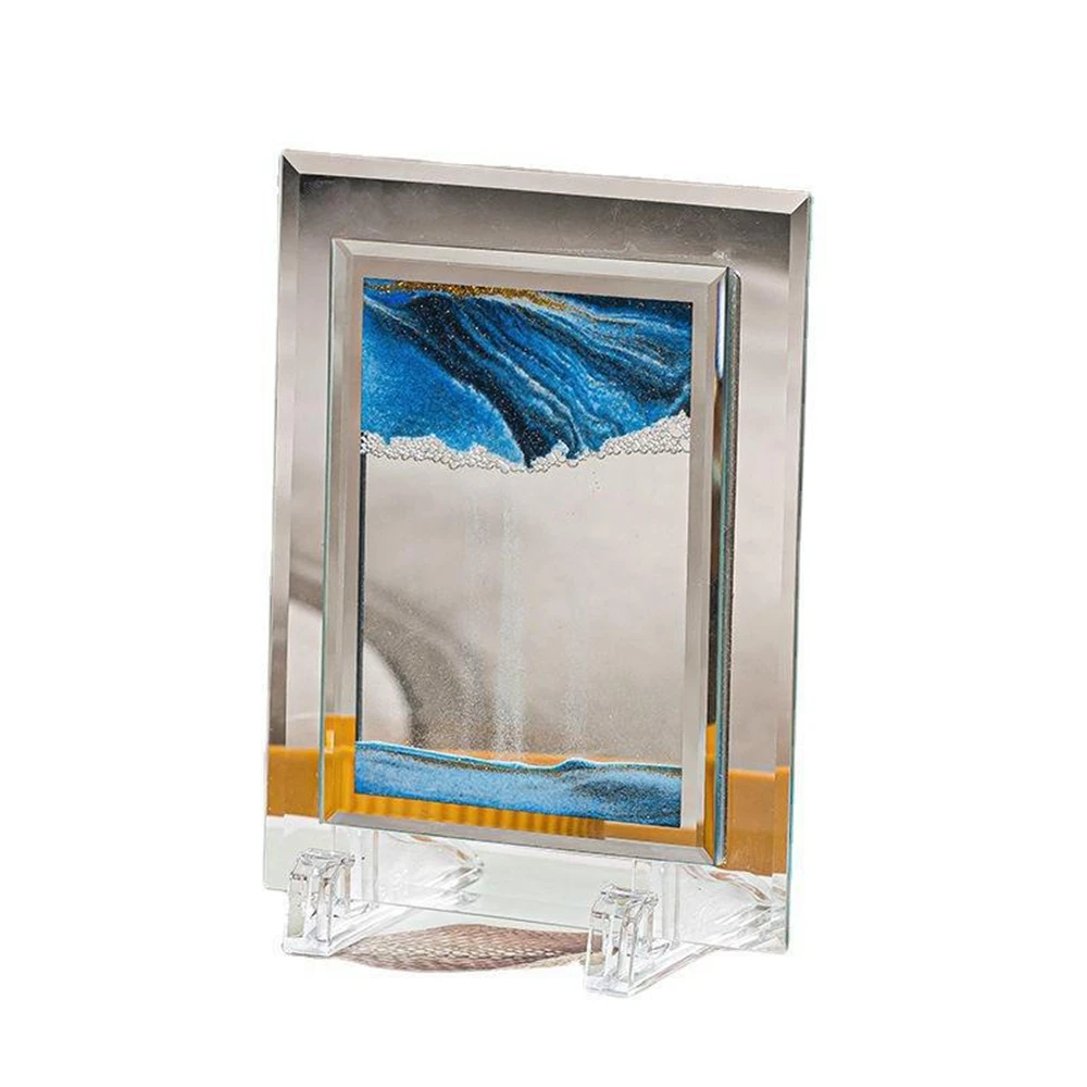 Square Decorative Tabletop Glass Moving Sand Picture Art