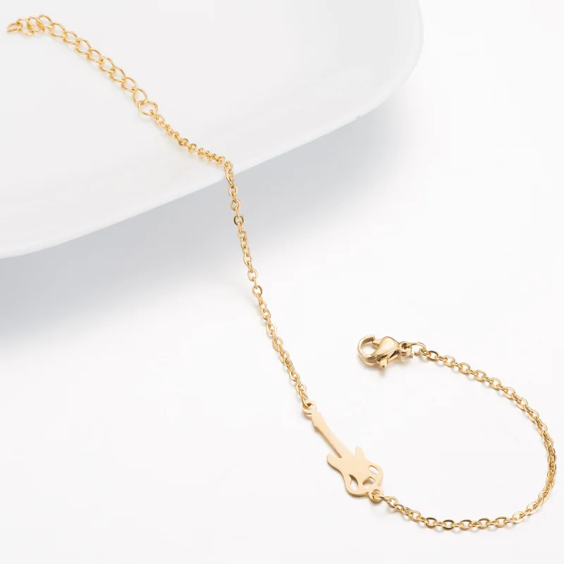 Wholesale Hoop Guitar Bracelet for Women Dainty 14k Gold Classic Tennis Bracelet Cute Gold Tiny Chain Link Bracelet