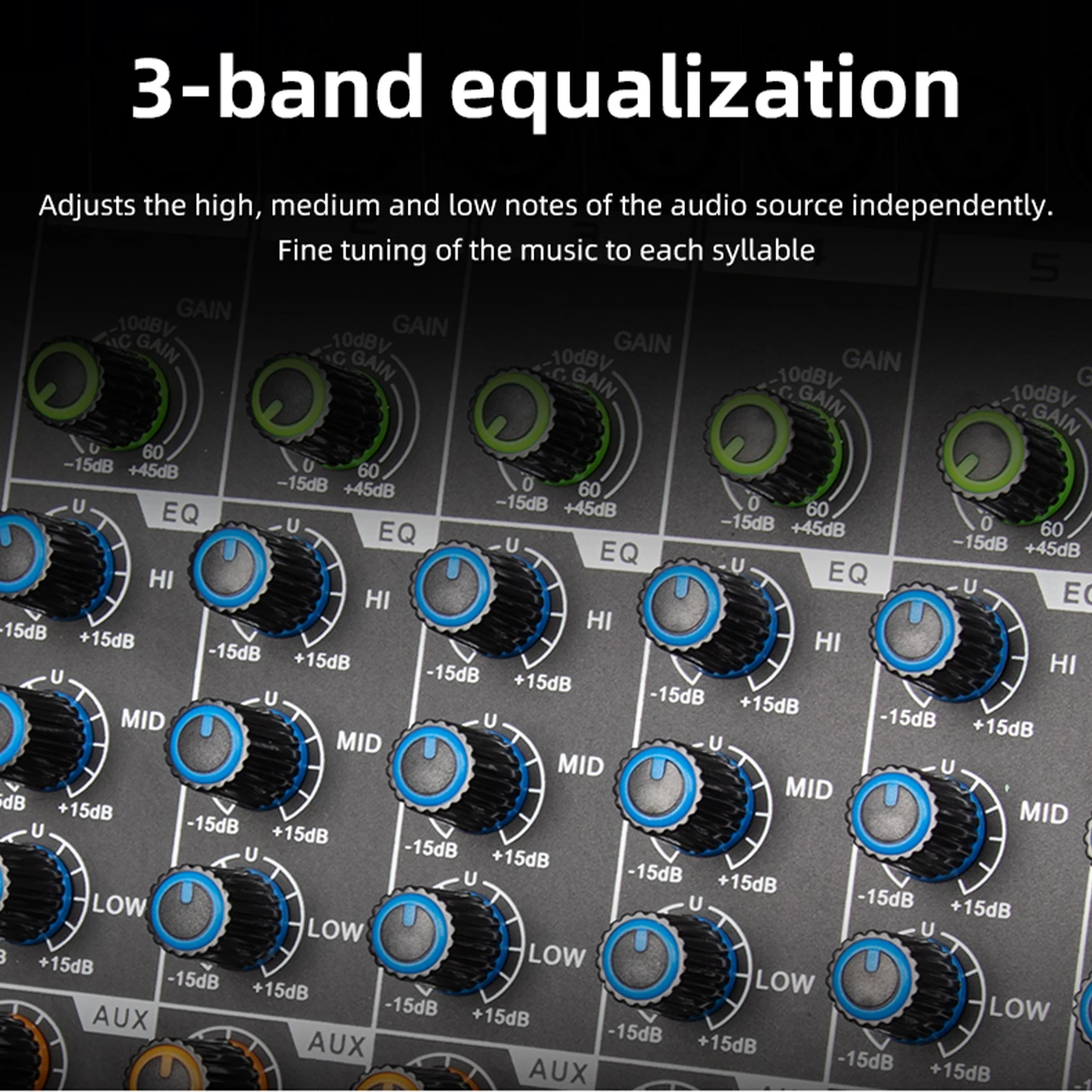 GAX-PA6 dj audio mixer 6 Mono channel Mixing Console Buit-in MP3 Player Use for Party