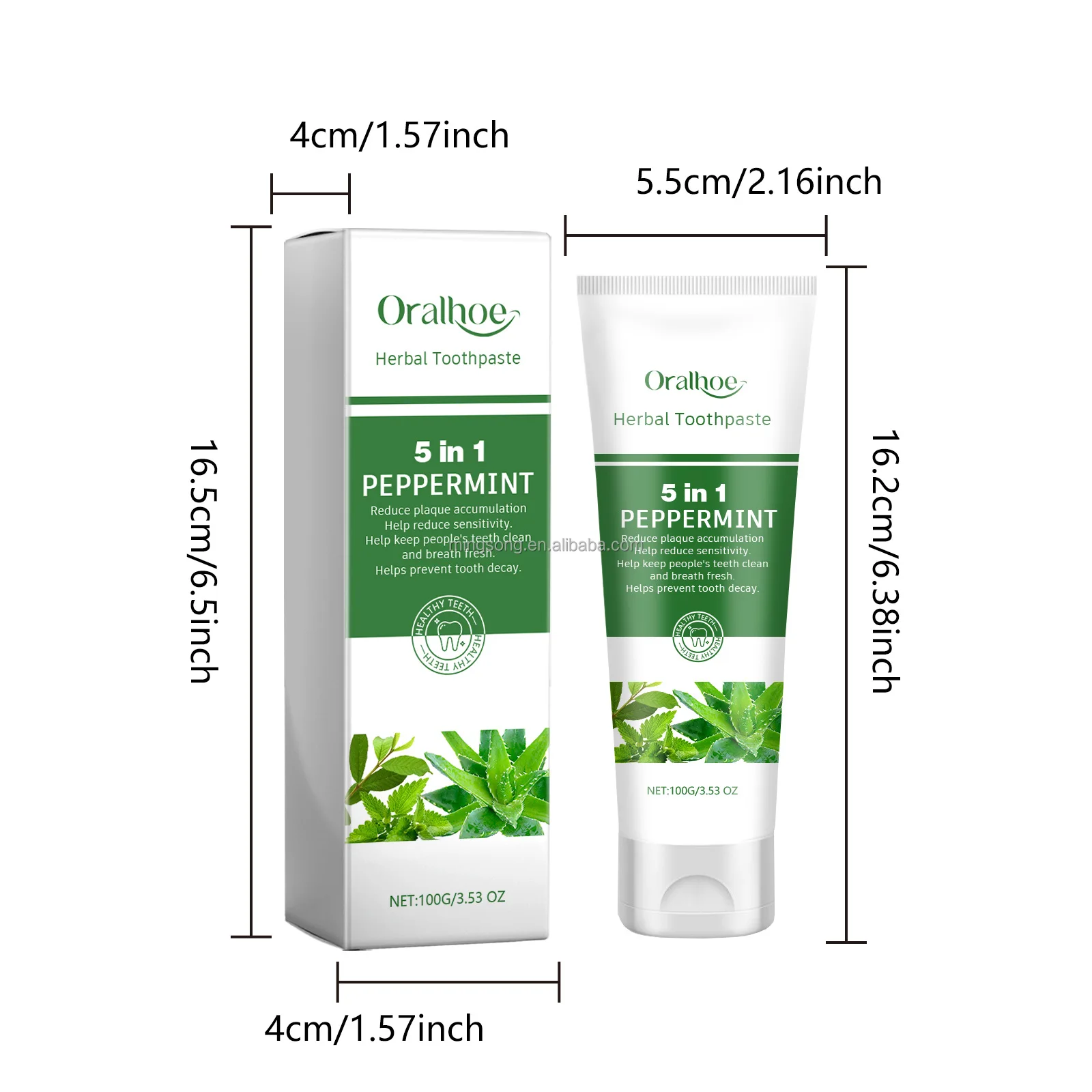 ORALHOE Oral Refreshing Whitening For Sensitive Teeth Natural Herbal Licorice Peppermint Aloe Vera Toothpaste 100ml