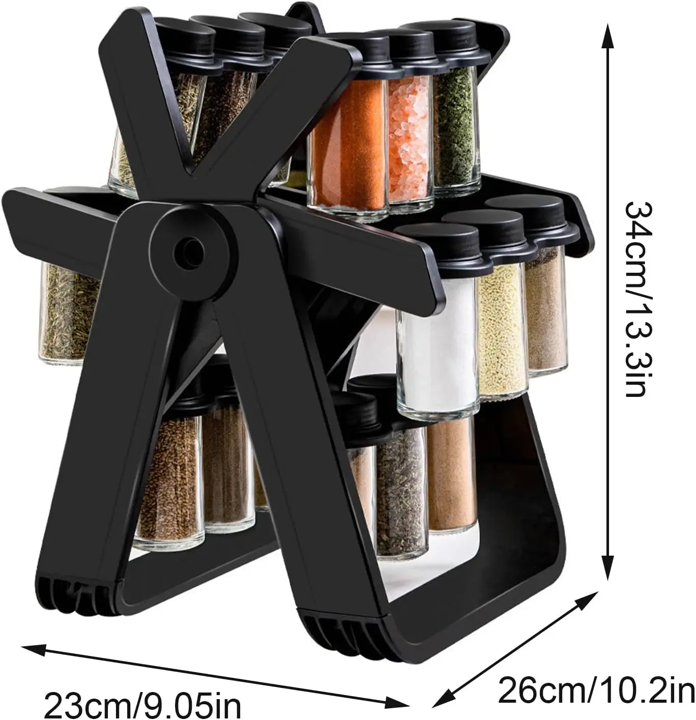 Hot sale  Kitchen 360 Degree Rotating Ferris Wheel Seasoning Storage Organizer with 18 Glass Spice Cans