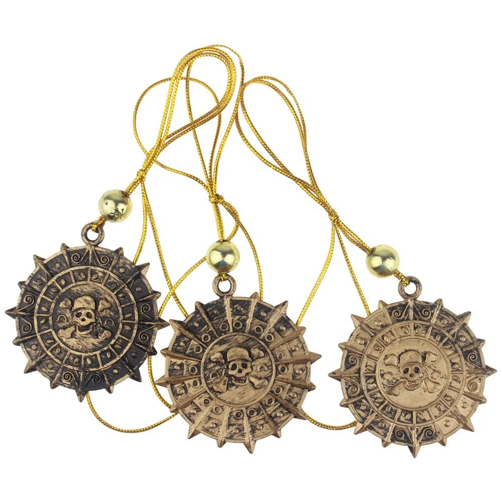 factory price bronze educational toys kids Halloween Pirate skull pendant 3PCS for boys