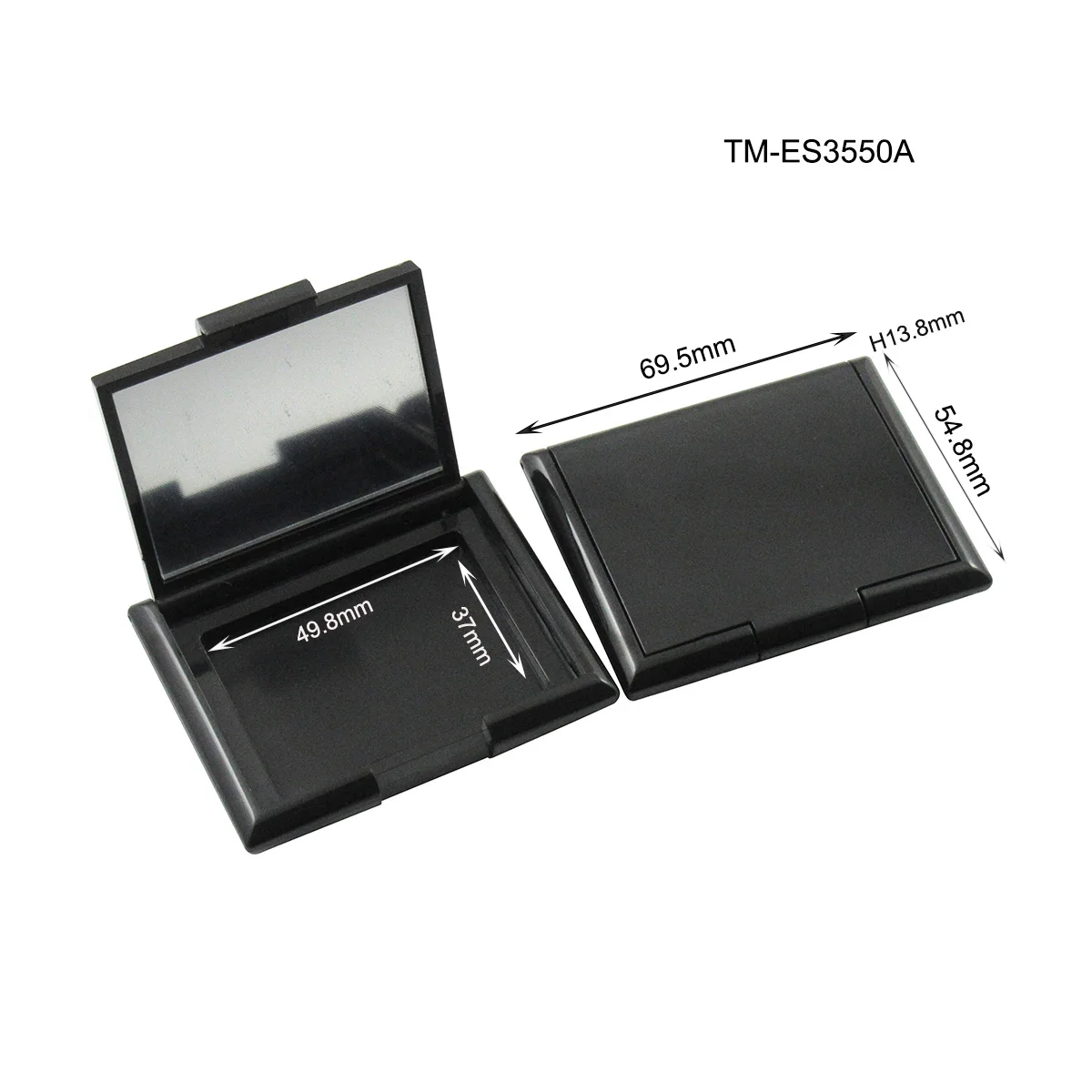 TM-ES3509  square compact powder container black press powder compact case empty custom logo compact pressed powder container