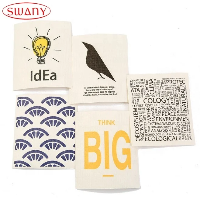 Отличная Абсорбирующая устойчивая ткань из целлюлозной губки с принтом