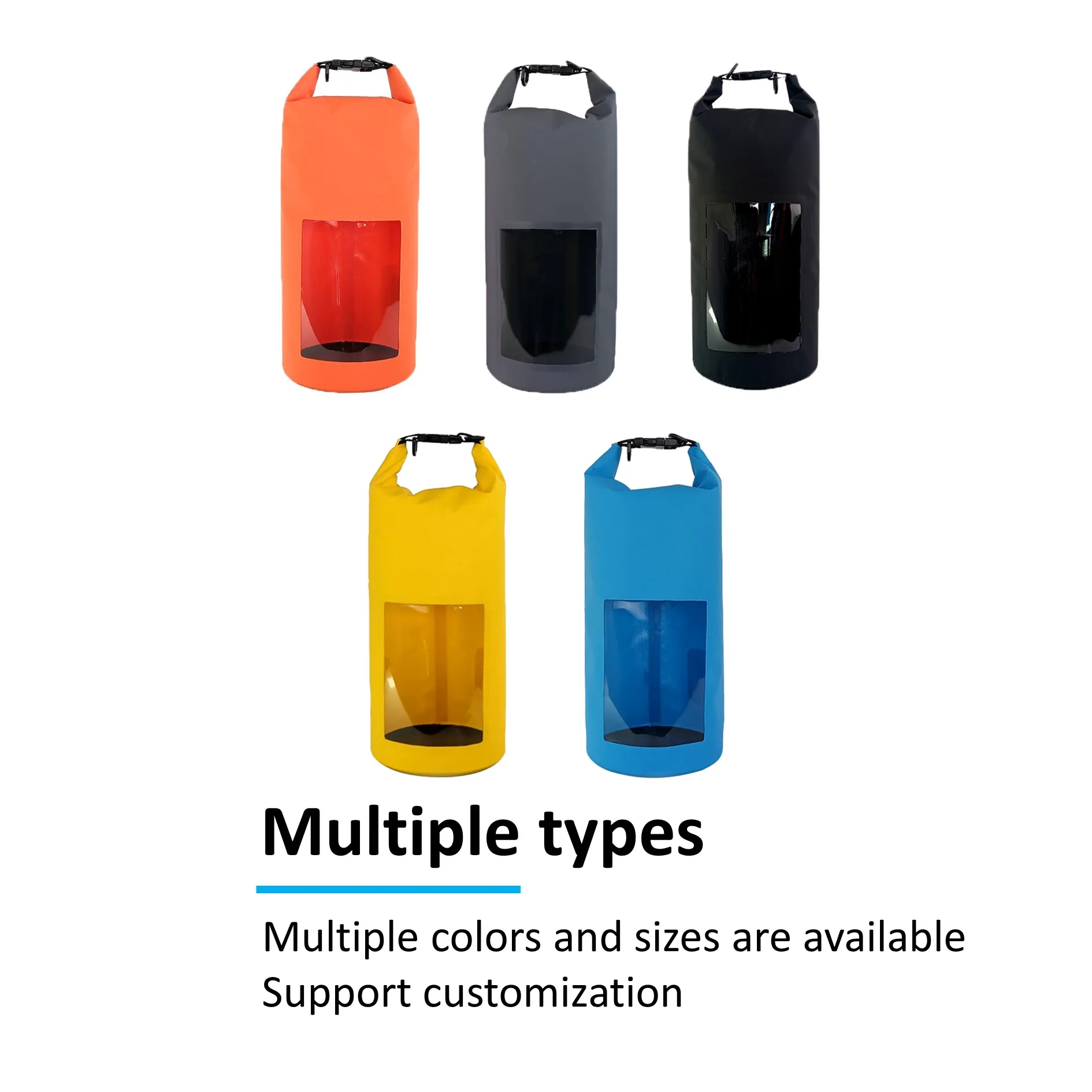 Wholesale Outdoor Sport Drifting Mountaineering Beach Bag Transparent Window Dry Bag Receive PVC Waterproof Bucket Bag