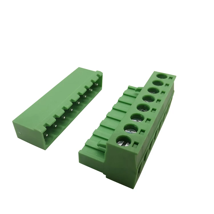 green 8 way 8pole 5.08mm  electrical terminal connector plug-in wire to board male and female positive  terminal block