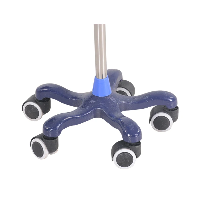 Hospital treatment infusion pole Height adjustable stainless steel 5 wheels clinic hospital iv pole