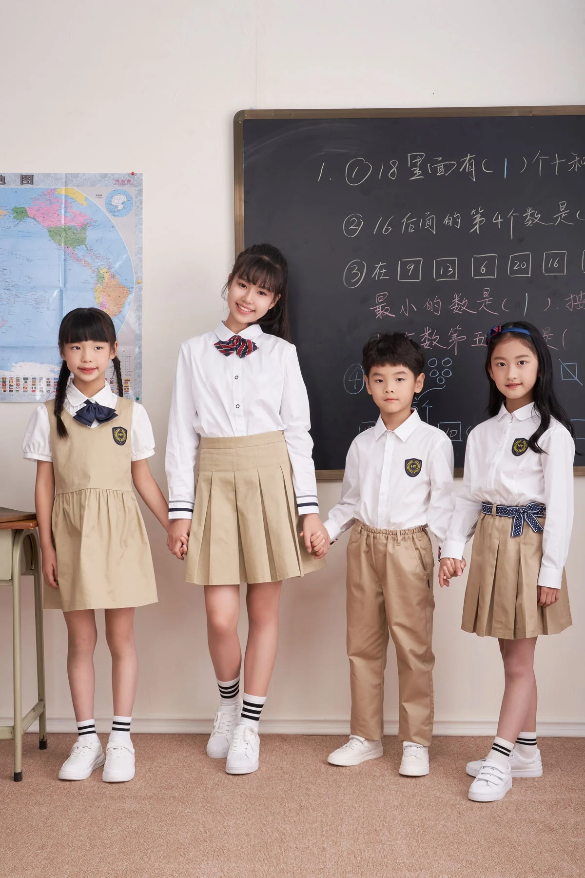 Manufacturer Custom Logo Wholesale kids Summer short-sleeved shirts middle school uniforms boys and girls set school uniforms