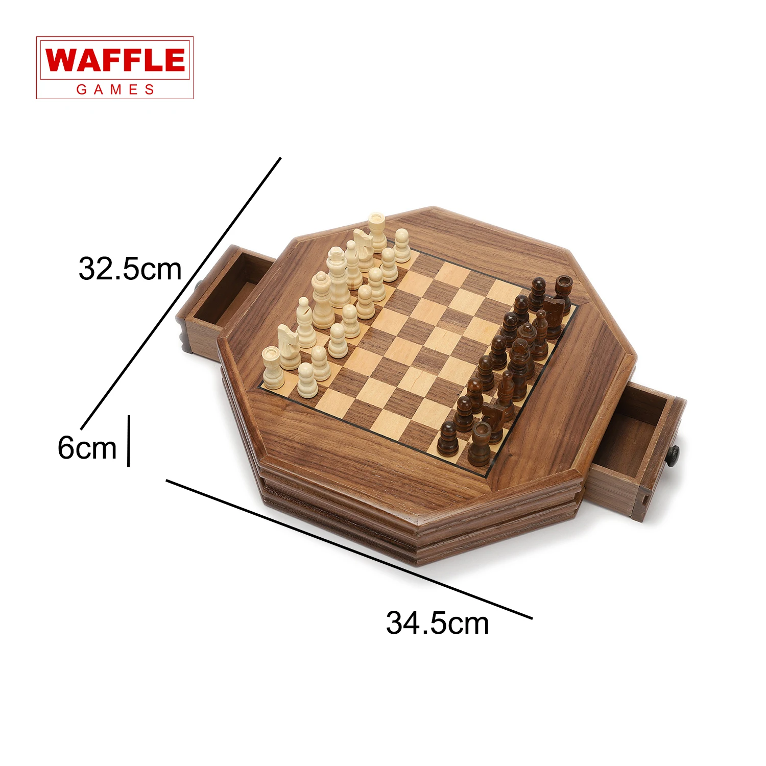 WG Premium Walnut Chess Game Board Chess Set With Drawers