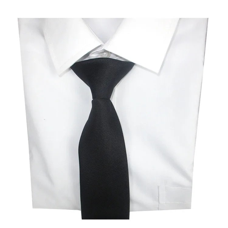 
6cm Necktie Black Clip on Tie Prepared Knot Custom Size To Uniform 