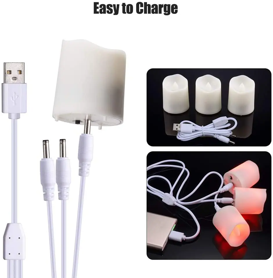 USB Rechargeable Electric Votive Candles Plastic Artificial Tea Lights For Home Decoration Holidays Weddings Parties Bars