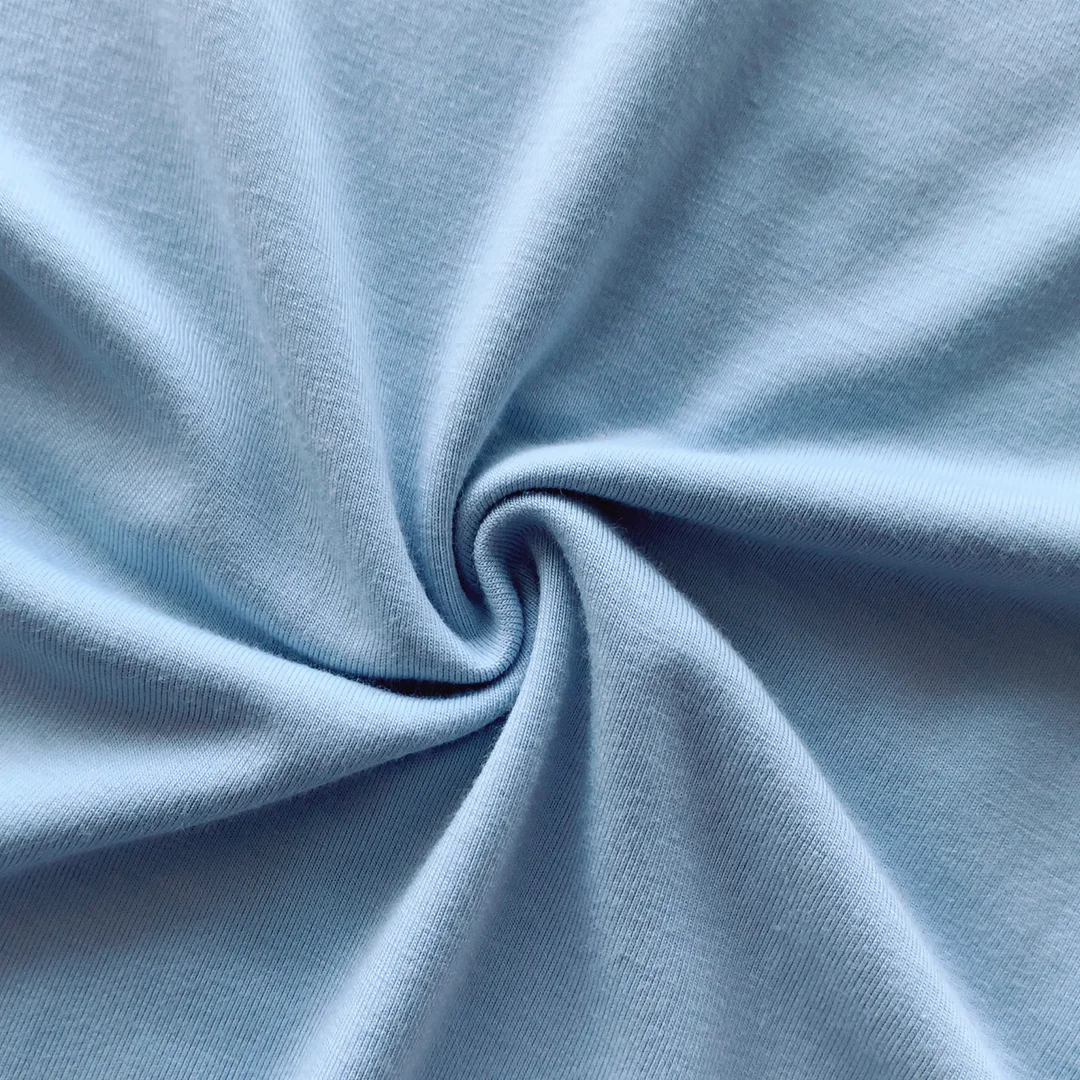 Eco-friendly OEKO-TEX 100 certified 95%bamboo 5%spandex 32s+40d 220gsm plain dyed knit jersey fabric for garments bedding