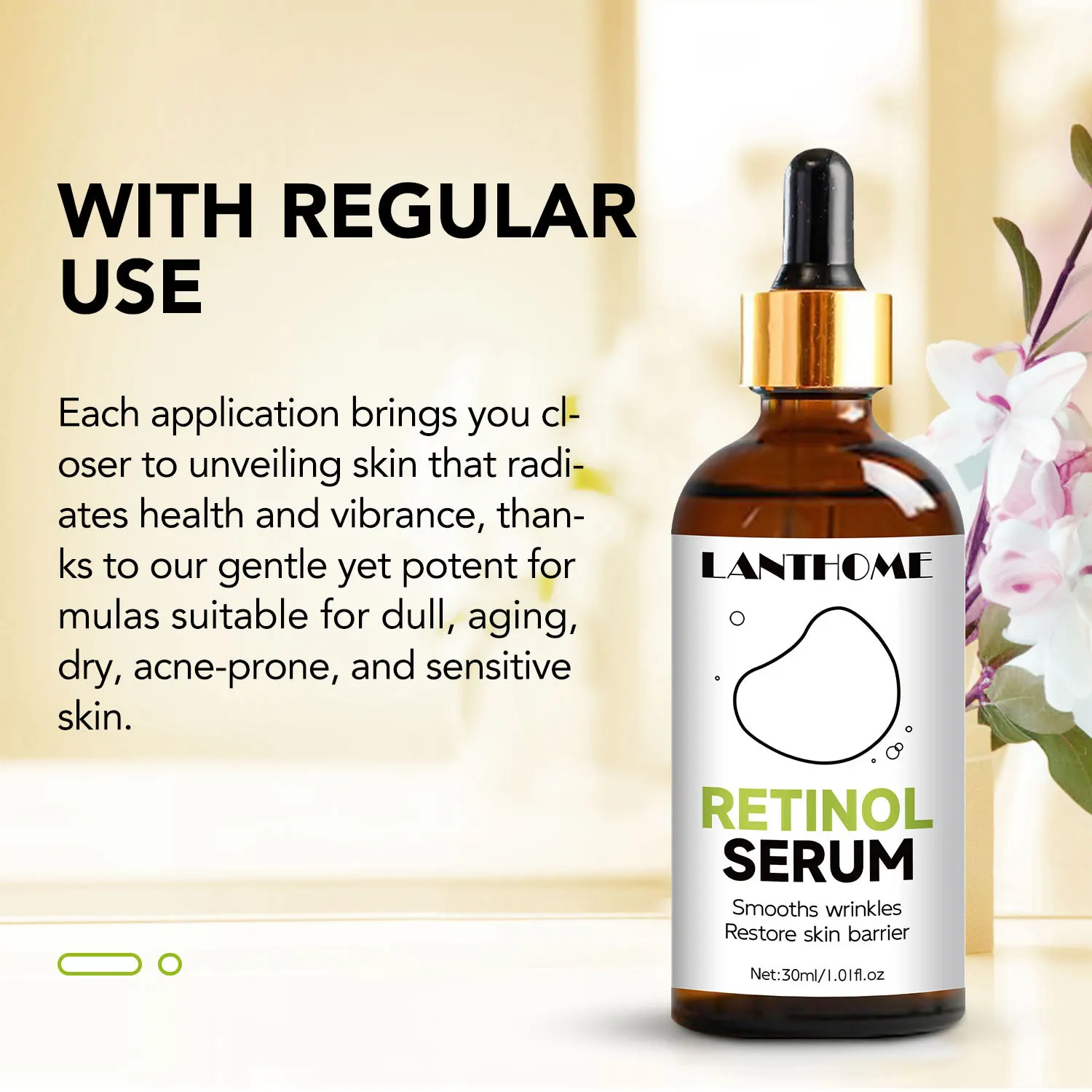 LANTHOME Retinol Instant Wrinkle Remover Face Serum Lifting Firming Anti-aging Retinol Facial Serum
