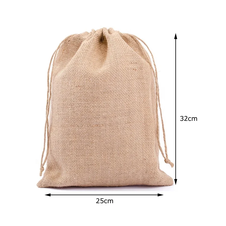 KAIFEI factory wholesale 13x16cm hemp shopping bags nature jute pouch drawstring rice bag