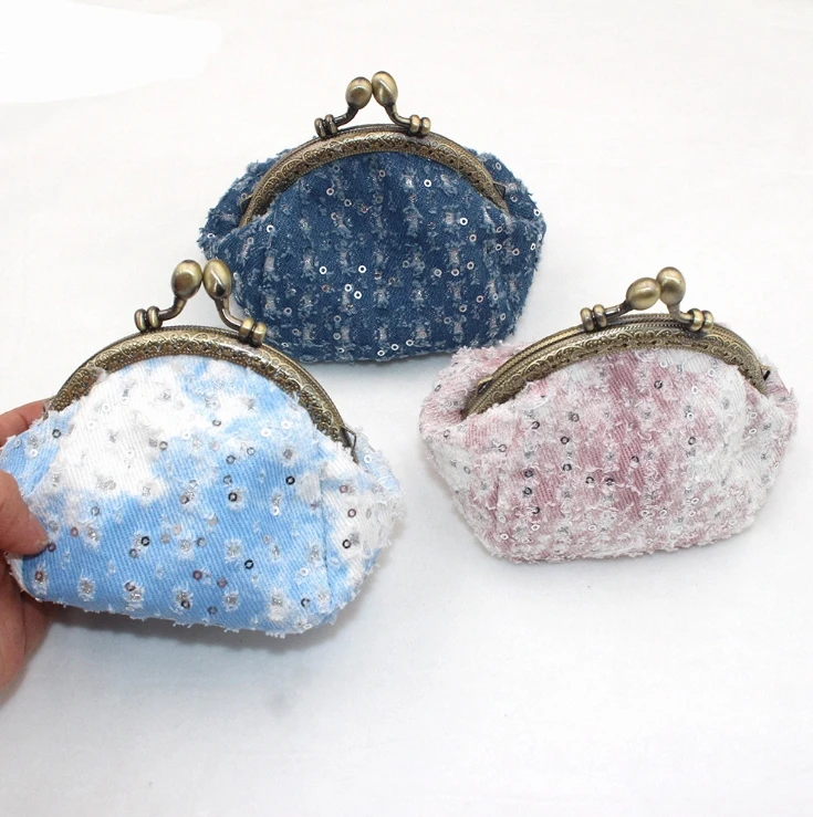 Wholesale New Glitter Coin Purse Japanese Printed Cloth Art Coin Purse Ladies Small Cosmetic Lipstick Key Bag Wallet