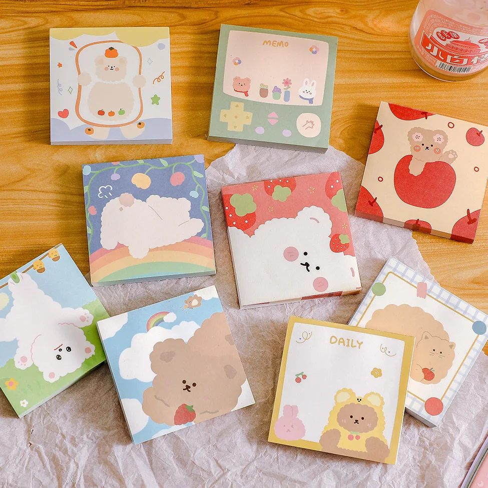 LABON Custom Fresh Cartoon Style Cute Bear Note Tear Off Colorful Memo Message Book