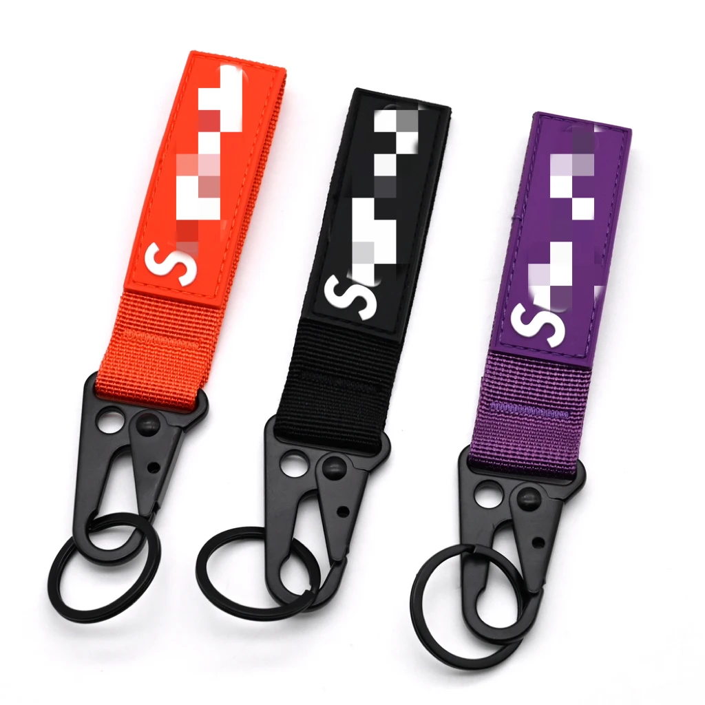 Custom Fashion Colours Nylon Keychains PVC Patch Nylon Fabric Rubber Patch Personality Keychains Luggage Accessories Keychains