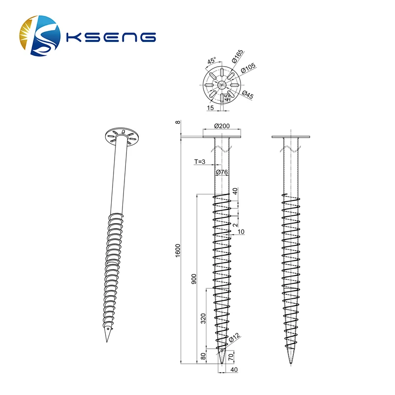 Customized  galvanized steel ground screw piles for solar mounting system earth ground screw anchor