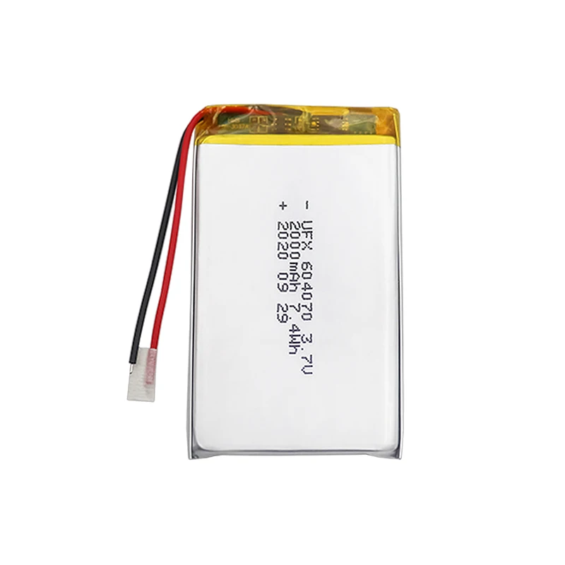 China Best Lithium-ion Polymer Cell Manufacturer Hot Selling High Quality Ordering Machine Battery UFX 604070 2000mAh 3.7V