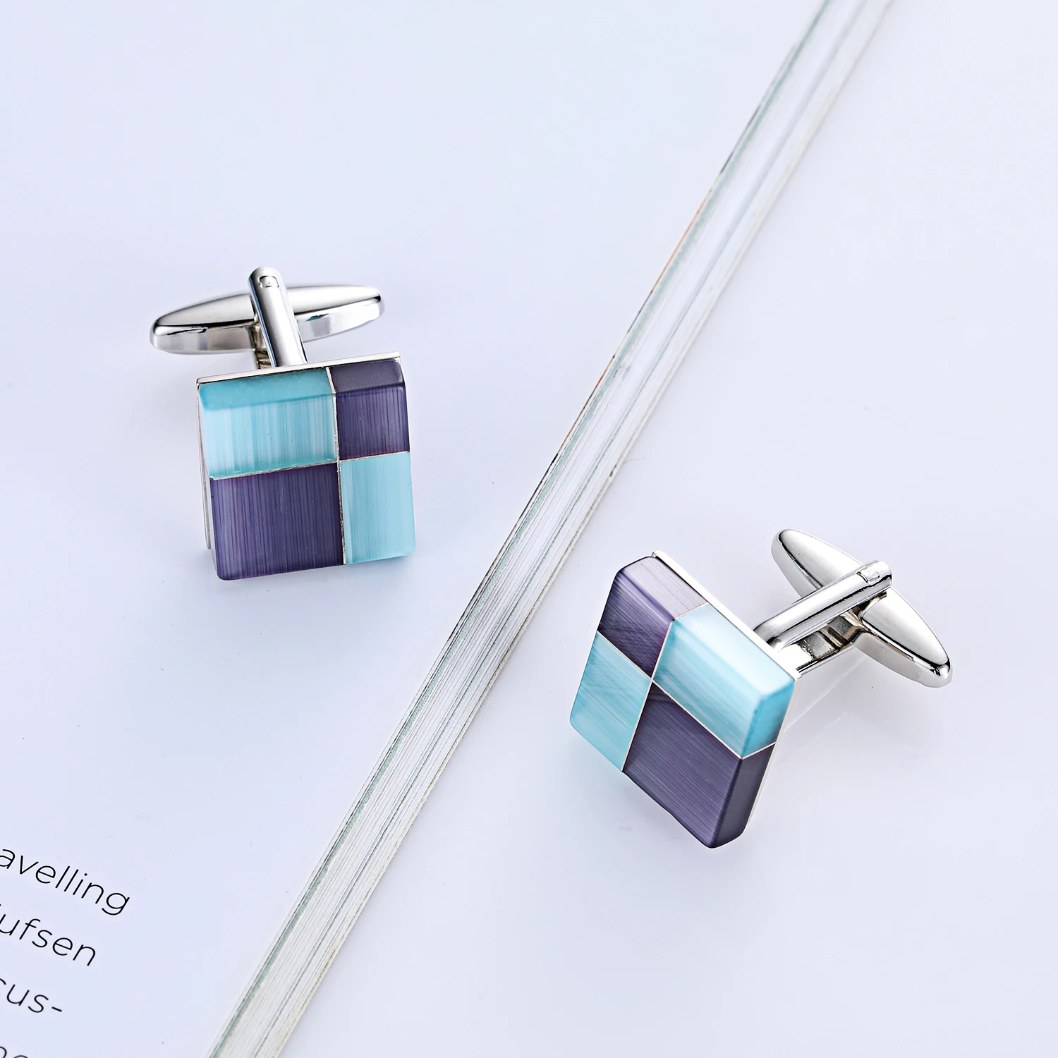 Big Fashion Party Man Cuff Links Jewelry Bronze Checkerboard Stone Cuff Link For Gentleman Formal Shirts Suits