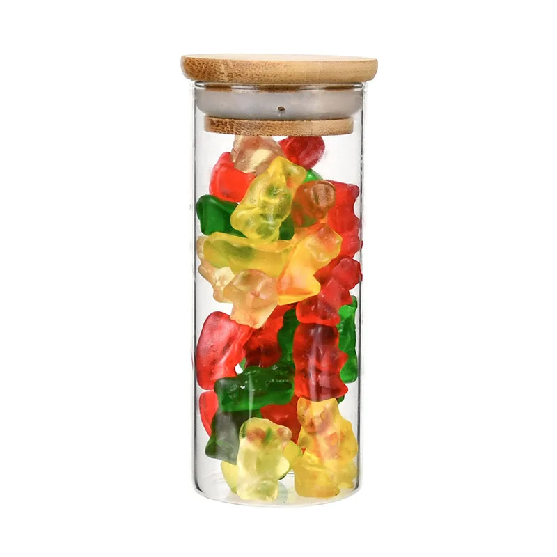 Kitchen Storage Set Clear Glass Cookie Pantry Container Jars With Wooden Lids