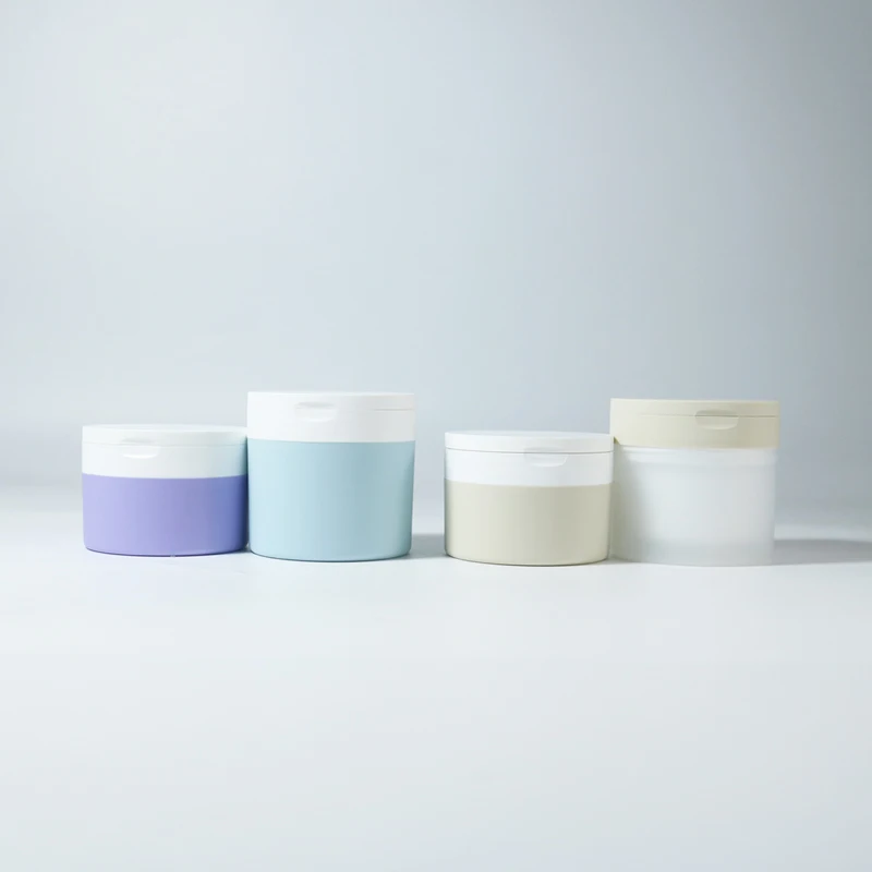 Индивидуальные двойные круглые 100 г 150 косметические белые пластиковые банки для крема или магнитная ложка ухода за кожей с лопаткой