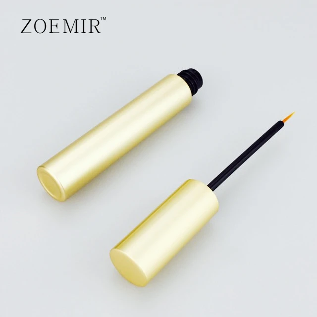 Aluminum eyeliner tube container golden liquid eyeliner bottle with nylon brush make your own brand