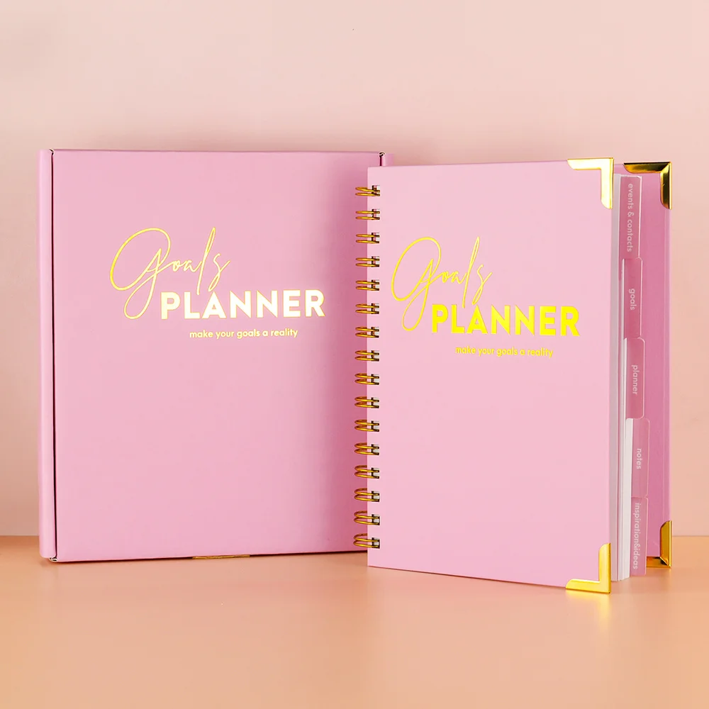 Pink 2025 planner Spiral Hardcover Undated Weekly Goals Planner Agenda Planner Journal Notebooks