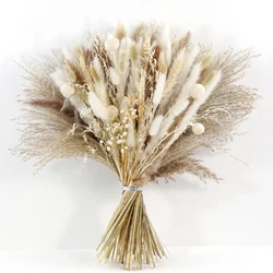 CH-029 reasonable price golden ball lagurus ovatus Rabbitail herb mixed  fluffy feather pampas grass dried flowers bouquet