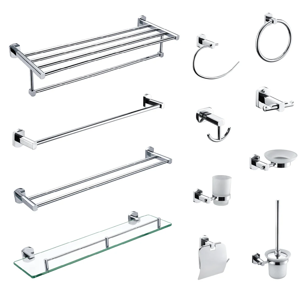 europe simple chrome polish towel rack glass shelf paper roll holder tumbler holder bathroom sanitary fittings names 1500