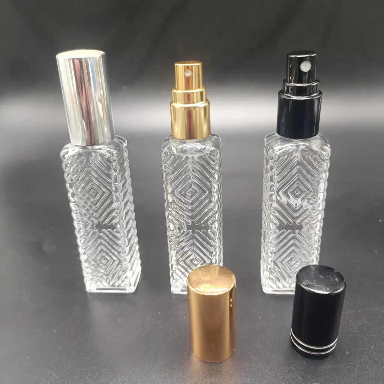 high quality 10ml Glass Perfume Bottle square glass perfume bottle  twill weave glass bottle