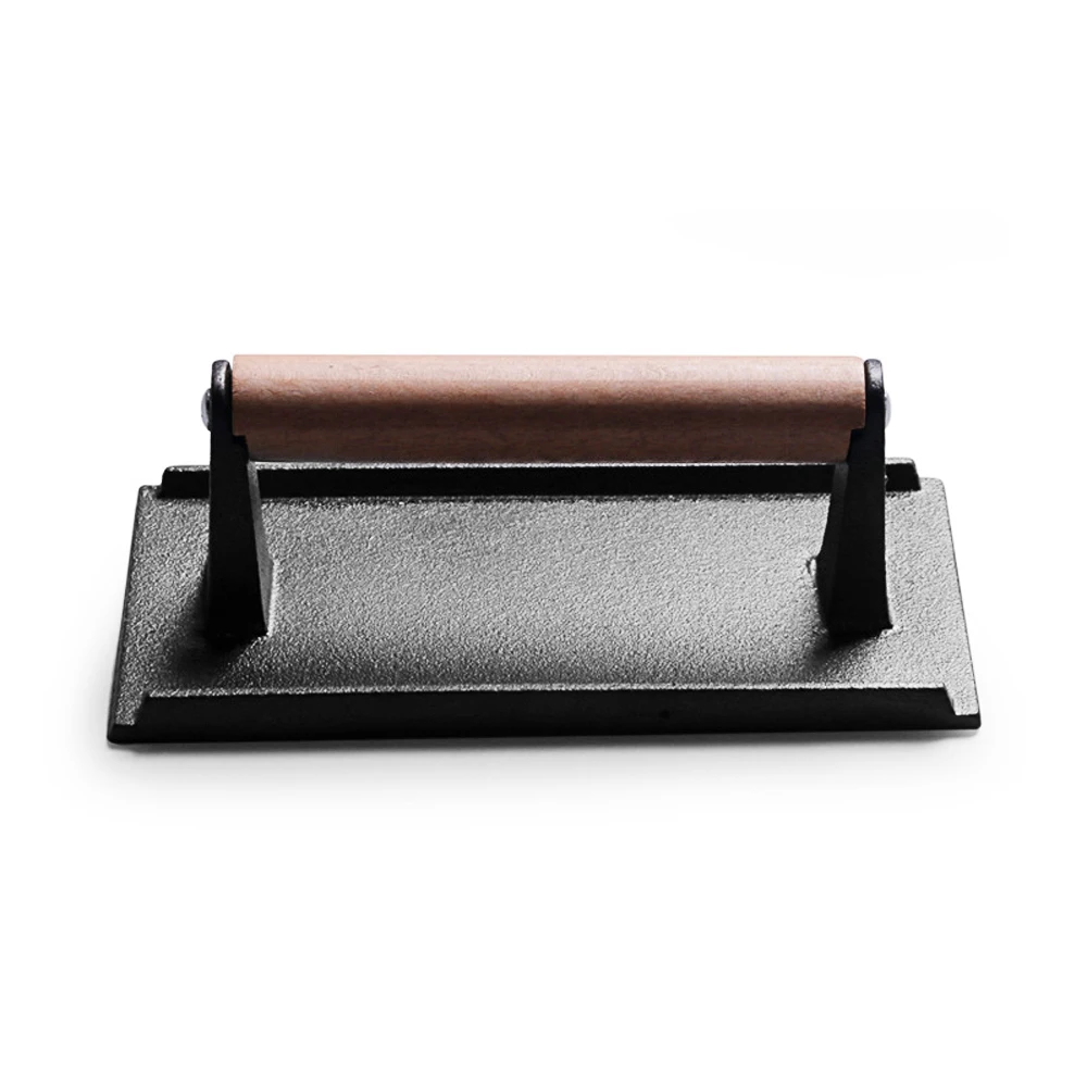 Custom Wood Handle Hamburger Patty Maker Metal Meat Press Stuffed Steak Burger Press Bacon Presser BBQ Cast Iron Grill Press