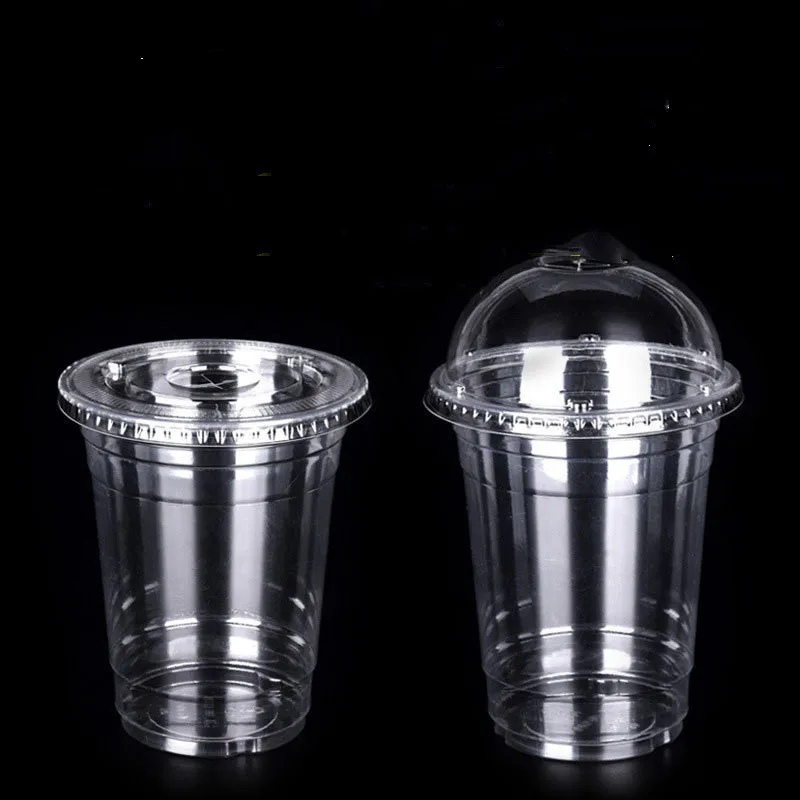 Wholesale Disposable Paper Cup Coffee Cup Customized Style Disposable Clear PET Plastic Cold and Hot Drink Cup with Lip