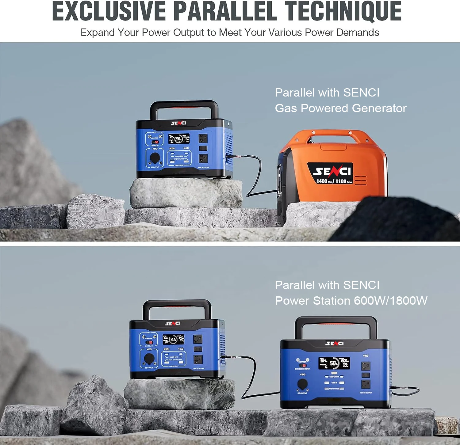 senci 600w AC output  DC input parallel output Power Bank backup 600W Rechargeable Electric Power Station power backup