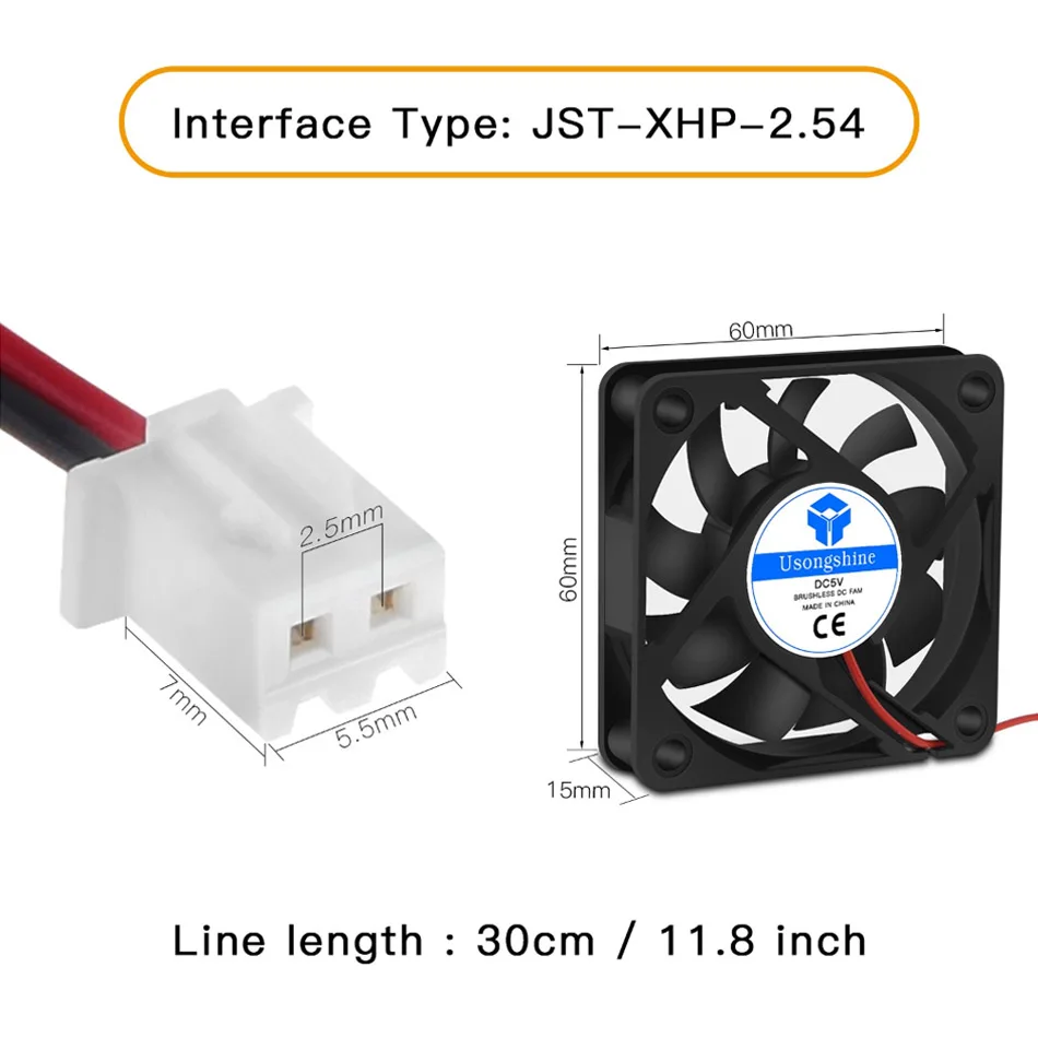 TWOTREES 3-Pack 60mm x 60mm x 15mm 6015 5V 12V 24v  Brushless DC Cooling Fan 2pin for DIY 3D Printer Extruder Humidifier