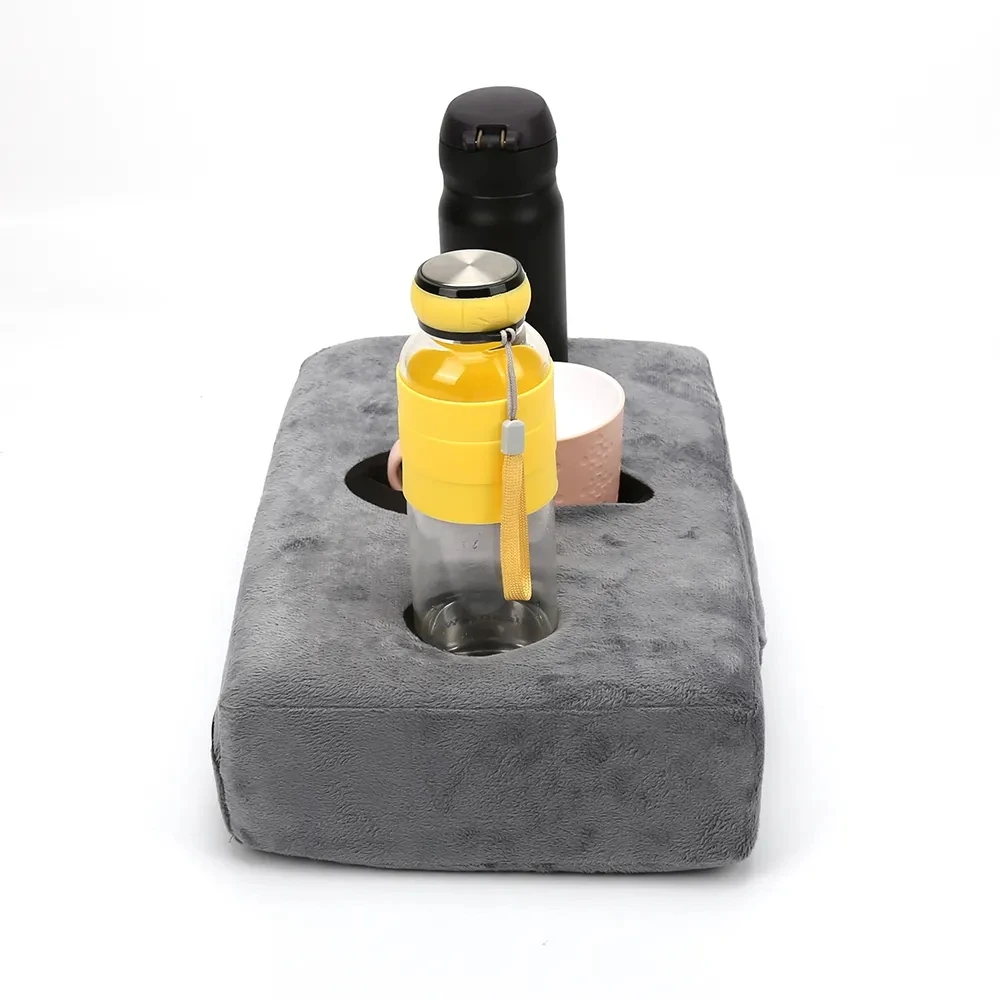 3-Positions Knitted Cup Support Holder Cozy Foam Pillow for Bed Car Couch Sofa Hotel Airplane Use