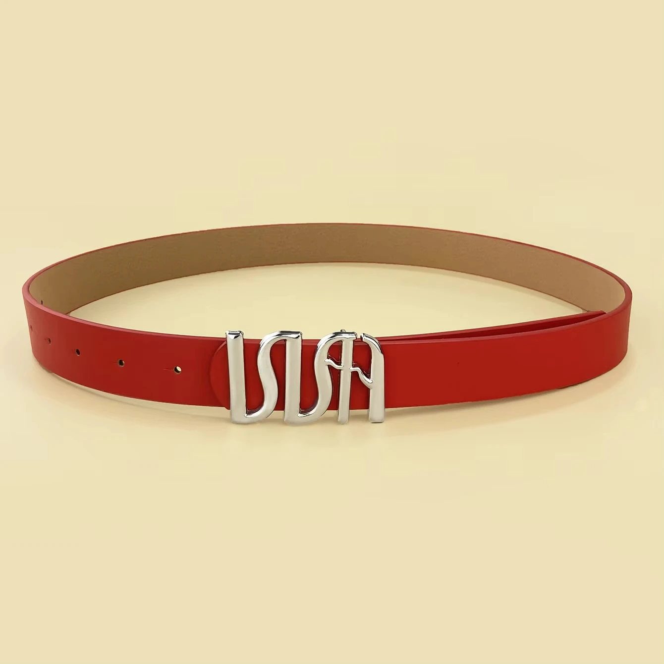 Hot Selling Fashion Women Pu Leather Belts Square Gold Metal Buckle Waist Jeans Belt For Ladies