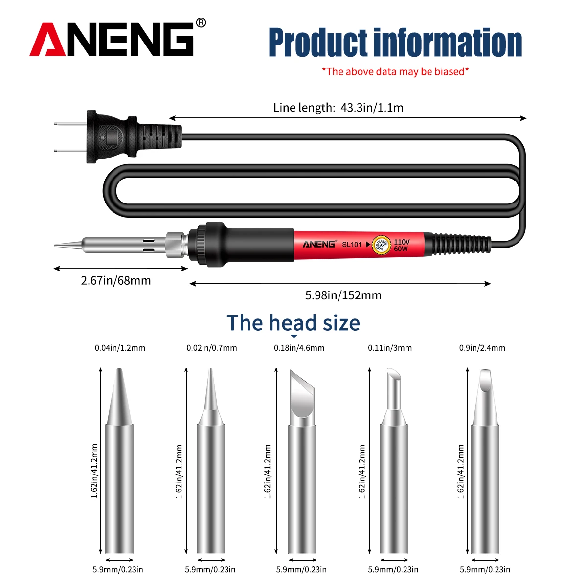 ANENG SL101 Pro Electric Soldering Iron US/EU Plug Adjustable Temperature  Digital Display Welding Tool Portable Electrocautery