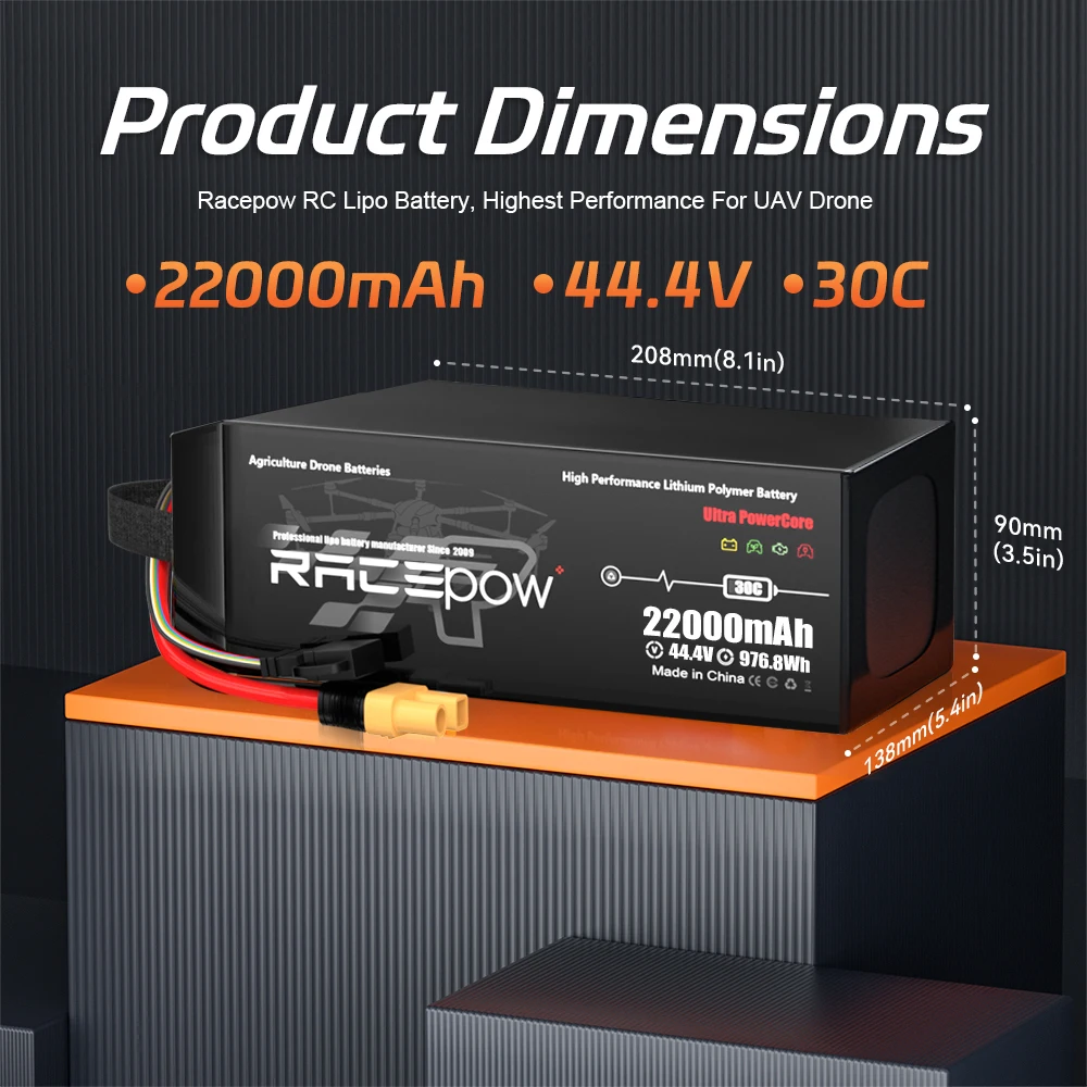 Racepow OEM 6S 12S 1000 мАч 12000 16000 22000 22 2 В 44 4 батареи дронов для сельскохозяйственных