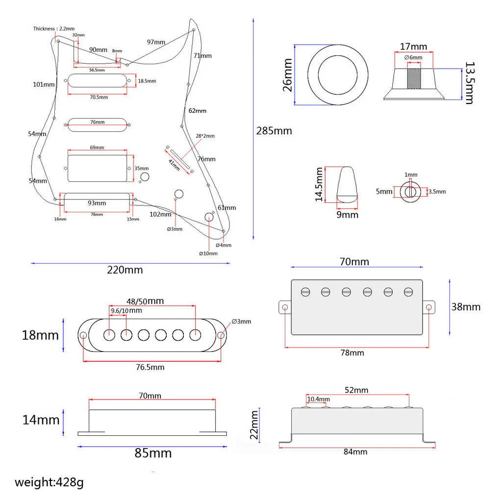 Prewired Strat Pickguard with SSH Pickup Set High Output Alnico V for ST Electric Guitar