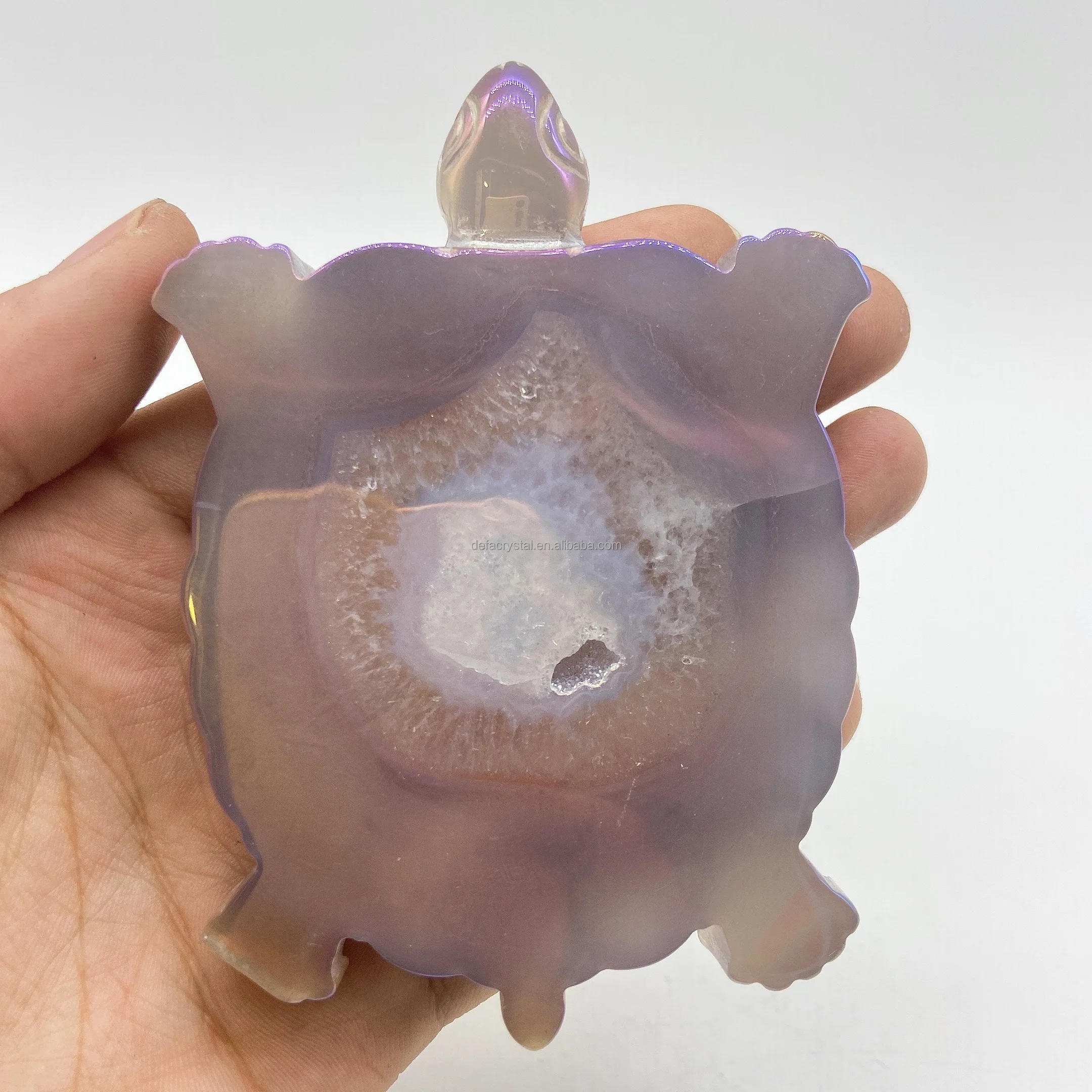 Folk Crafts Natural Carved Crystals Healing Stones Angel Aura Crystal Aura Agate Geode Tortoise For Decoration