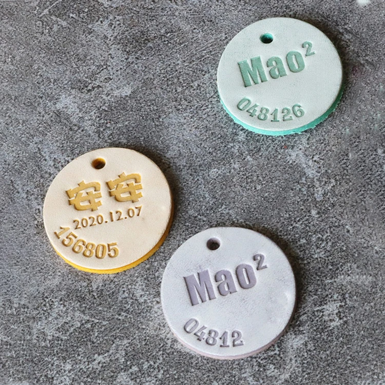 Хит продаж товары для домашних животных персонализированные Заказные из натуральной кожи ошейник собак Id анти-бирка на случай потери dogtag брелок