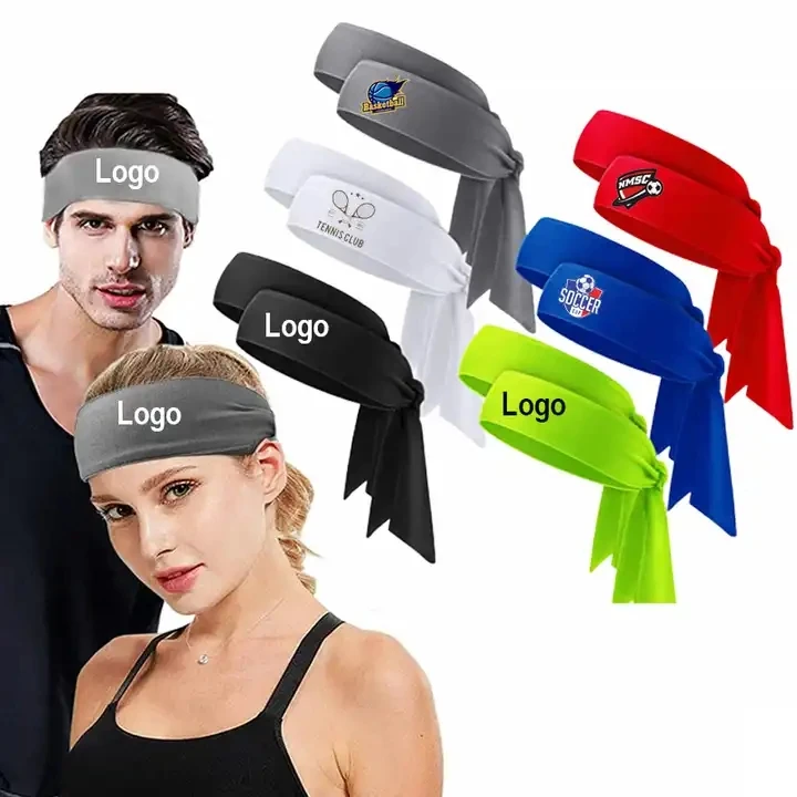 Promotional Adjustable Tie Headband Hair Band Unisex Dry Head Tie Elastic Sports Headbands for Men Basketball, Running Tennis