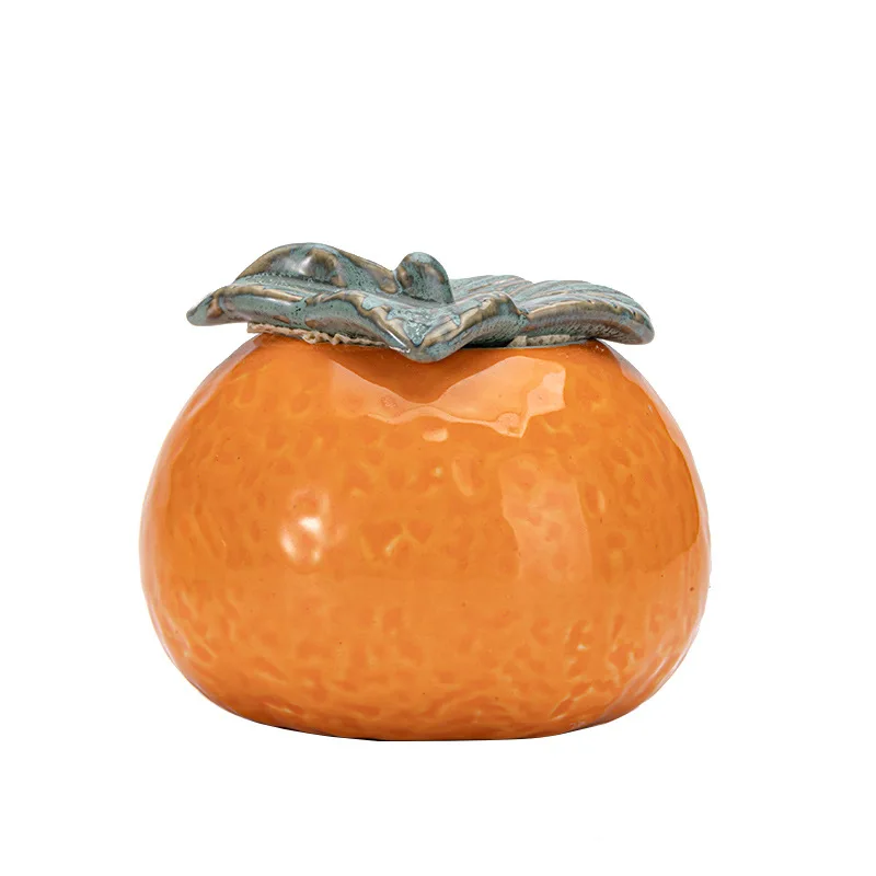 Harmony Wholesale Portable Food Container High Quality Fruit Creative Orange Tea Cans Ceramic Storage Jars