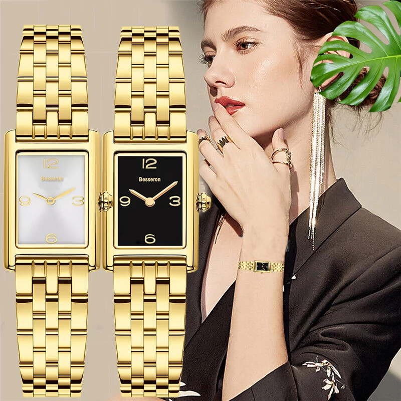 Hidden Clasp Square Case Quartz Watch montre pour fille montre de luxe pour femme inoxydable wholesale women gold wristwatches