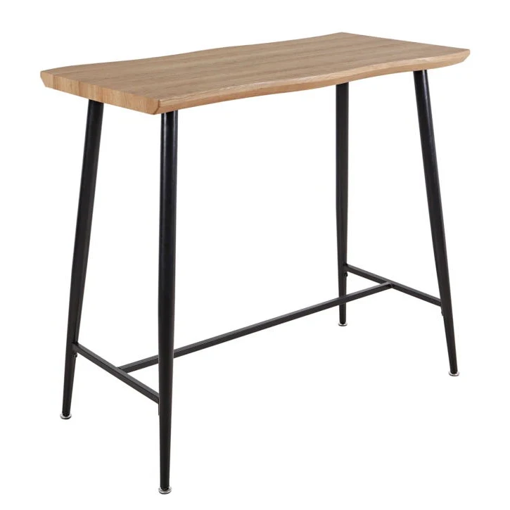 Industrial Design Rustic wooden Sturdy Metal Frame Pub High Top Long Narrow Rectangular Kitchen Bar Table